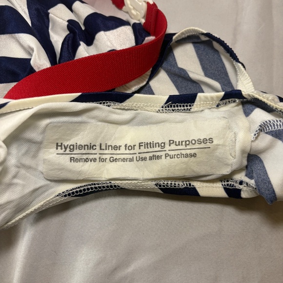 Sun Bound Swimsuit 12 VTG 80s Sears Navy Red White Sailor Belted OnePiece - Picture 8 of 9